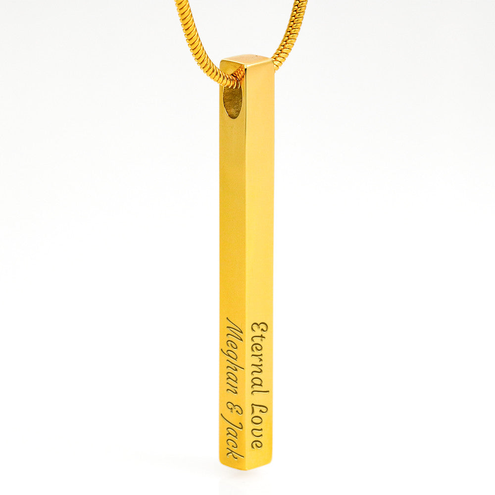 Collier bâton à 4 faces gravé sur mesure - From your Boyfriend