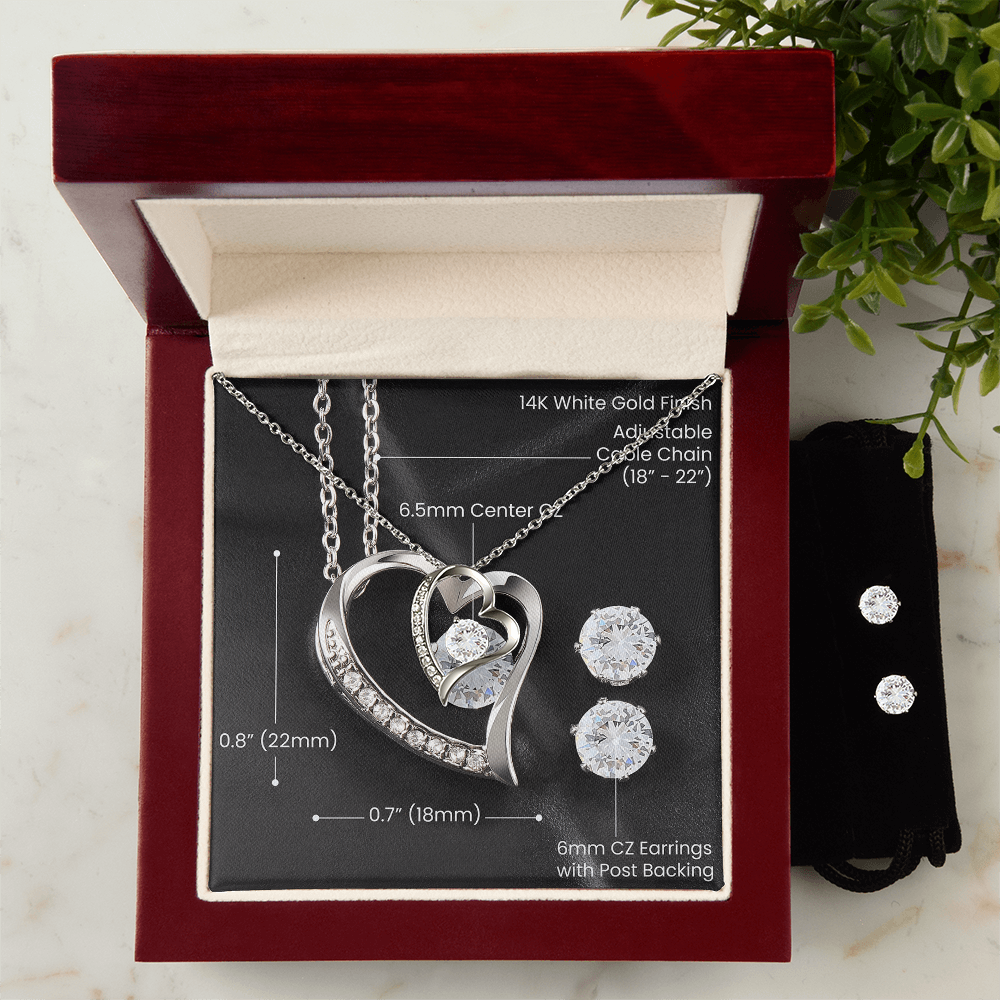 Ensemble collier et boucles d'oreilles Amour éternel