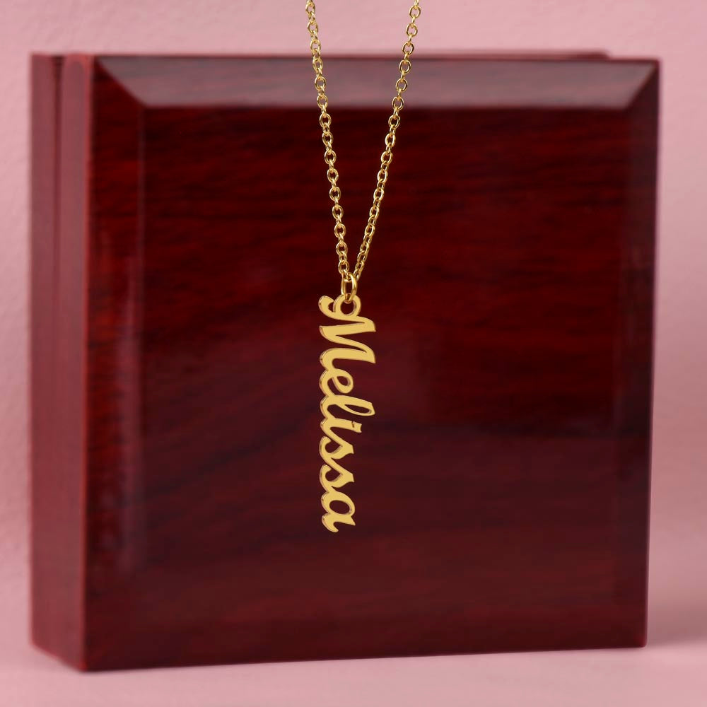 Collier prénom vertical sans message - Cadeau pour elle, cadeau pour les mamans, bijou personnalisé