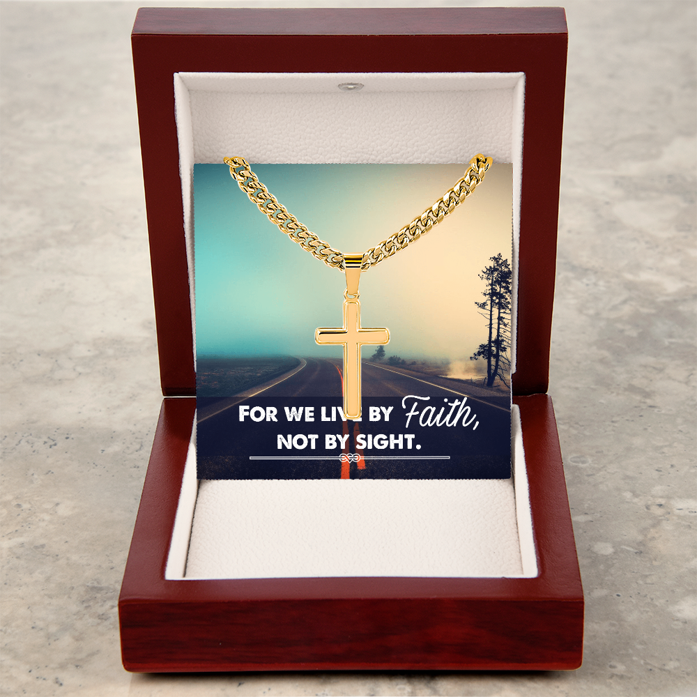 Croix artisanale avec chaîne à maillons cubains