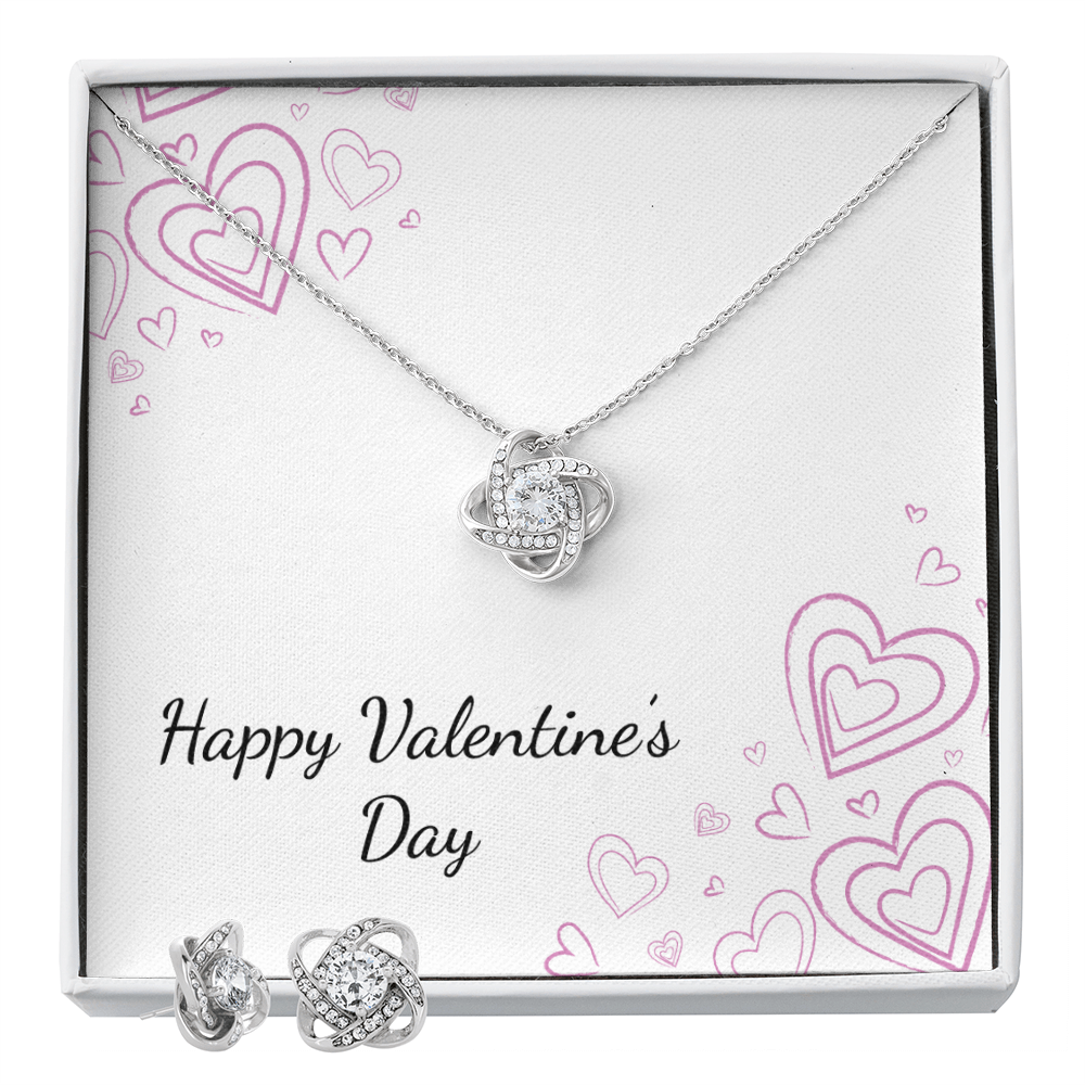 Ensemble collier et boucles d'oreilles Nœud d'amour