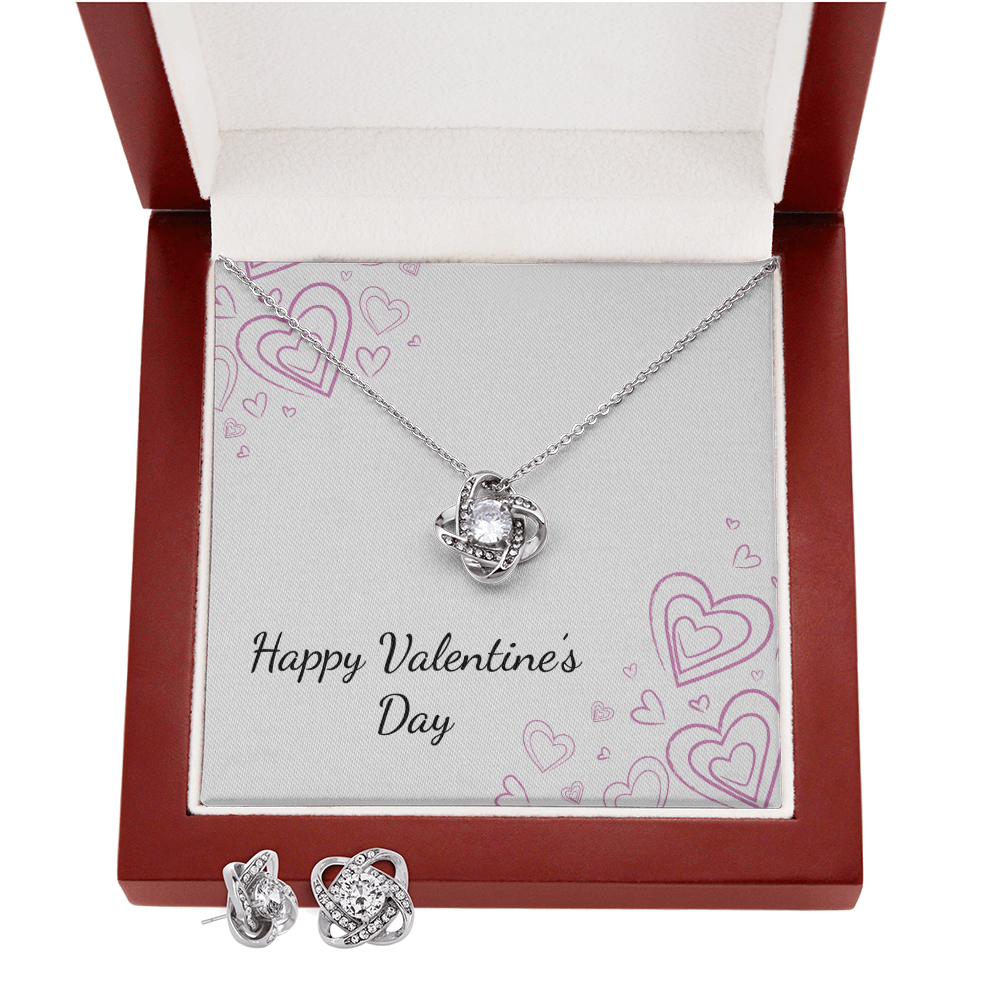 Ensemble collier et boucles d'oreilles Nœud d'amour