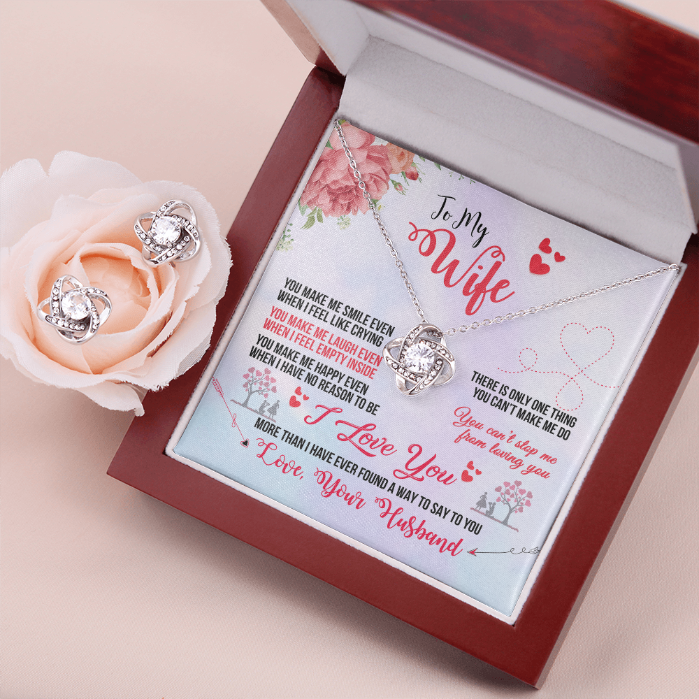 Ensemble collier et boucles d'oreilles Nœud d'amour