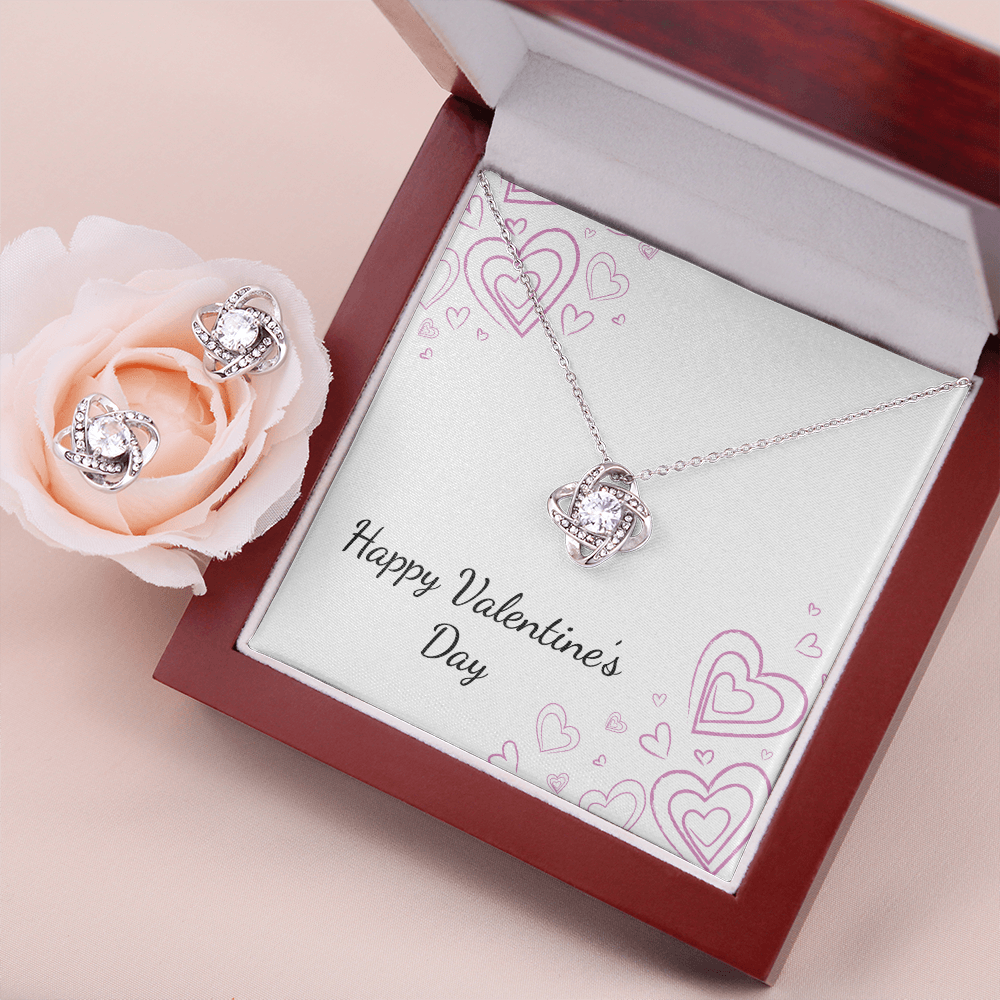Ensemble collier et boucles d'oreilles Nœud d'amour