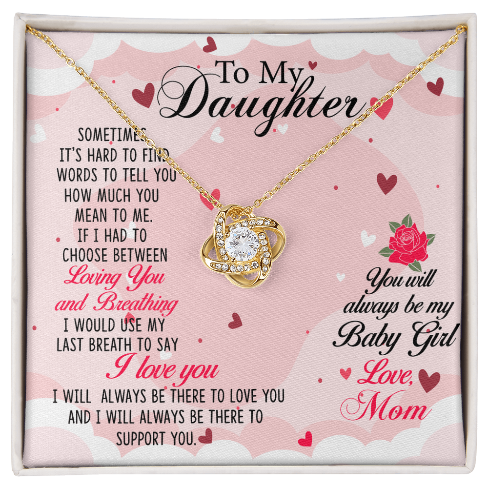 To My Daughter Heart - Love Knot Necklace (Silver & Gold)