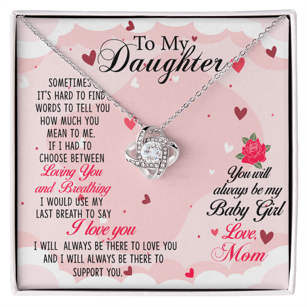 To My Daughter Heart - Love Knot Necklace (Silver & Gold)