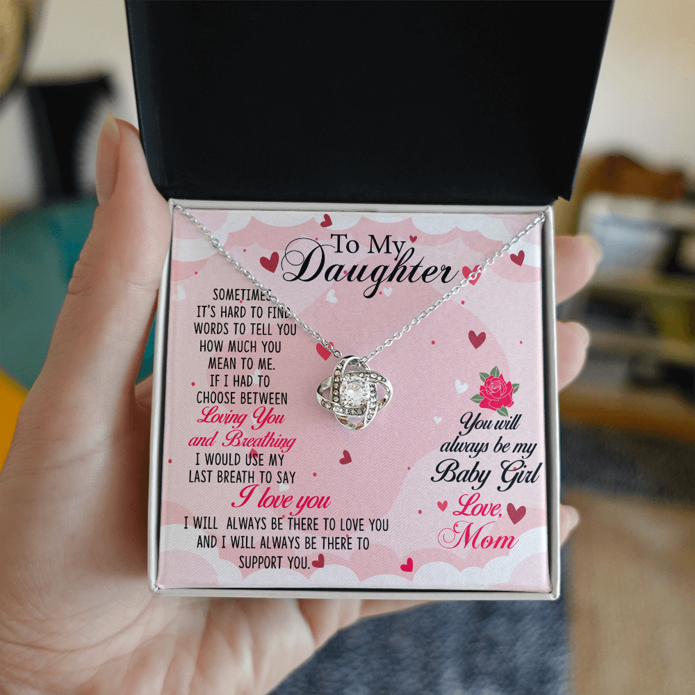 To My Daughter Heart - Love Knot Necklace (Silver & Gold)