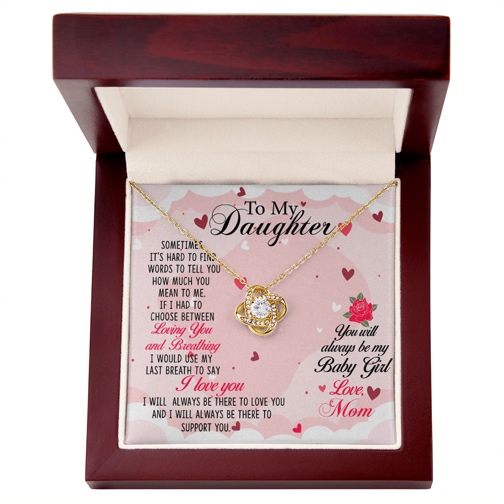 To My Daughter Heart - Love Knot Necklace (Silver & Gold)