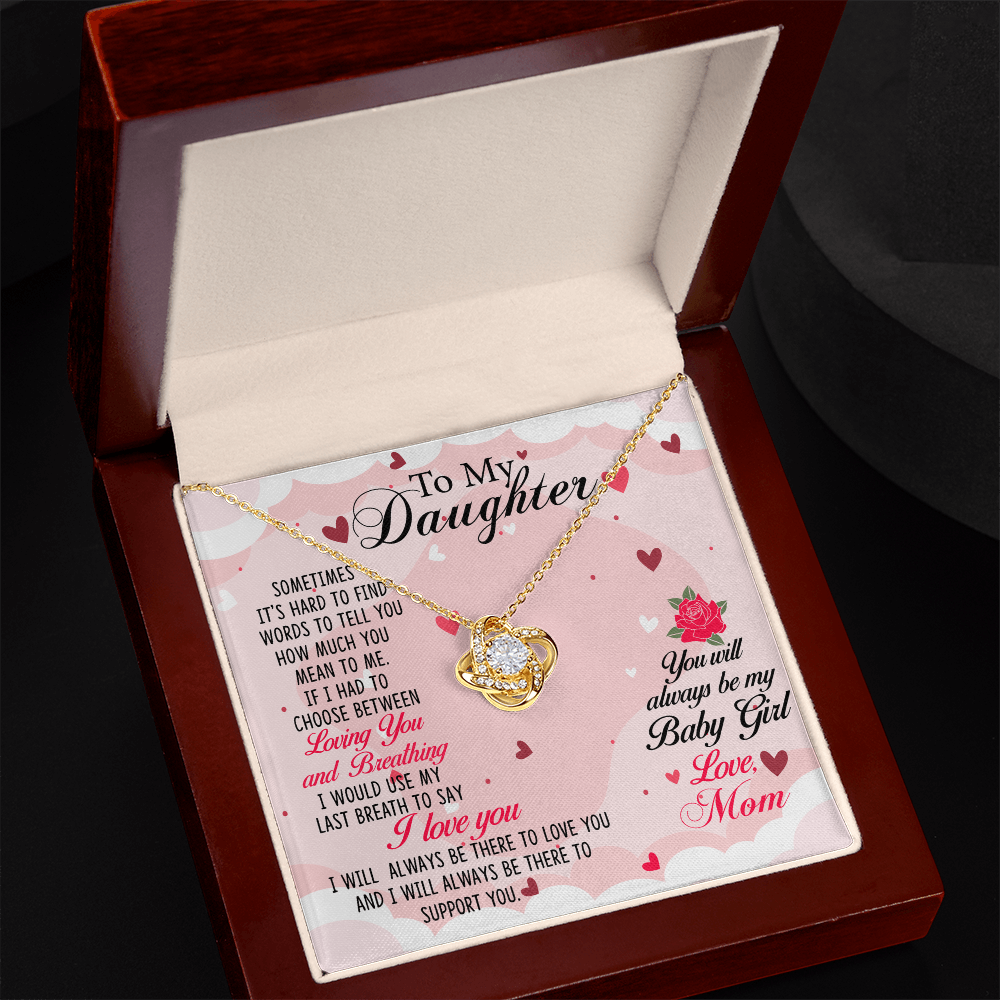 To My Daughter Heart - Love Knot Necklace (Silver & Gold)