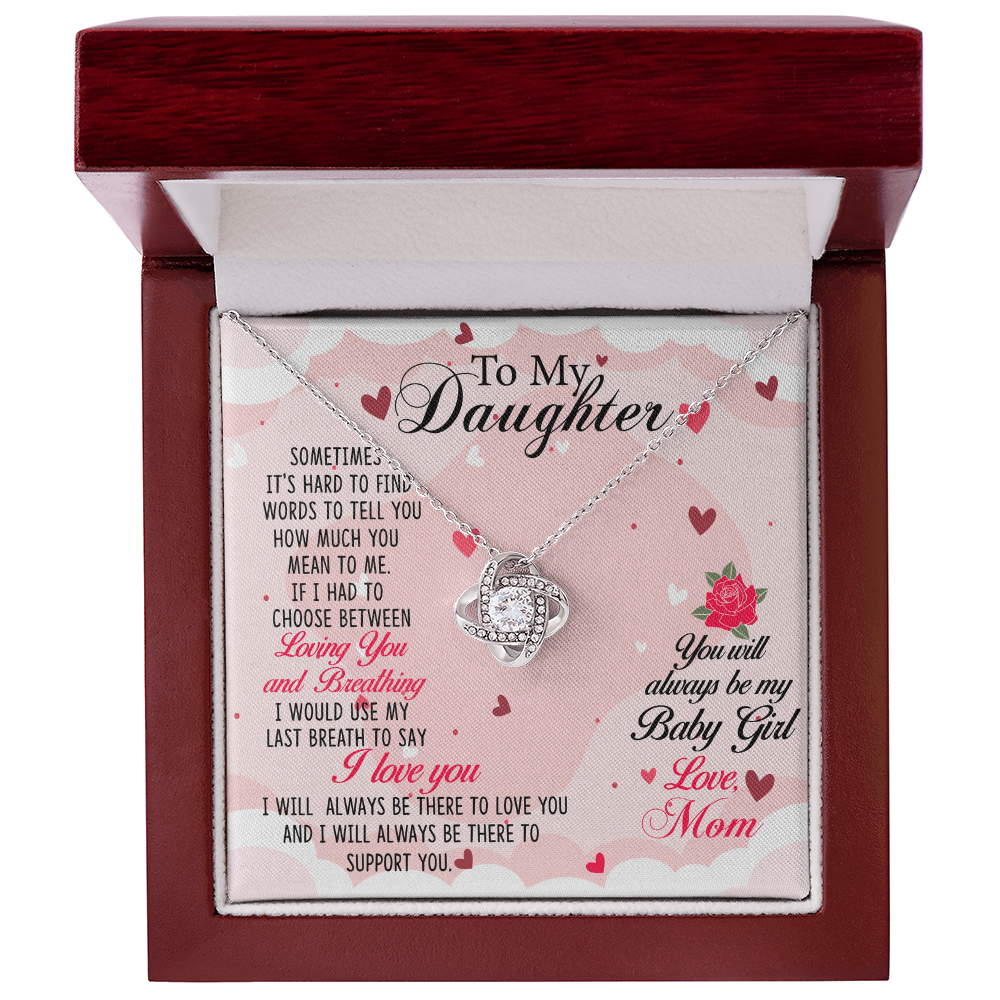 To My Daughter Heart - Love Knot Necklace (Silver & Gold)