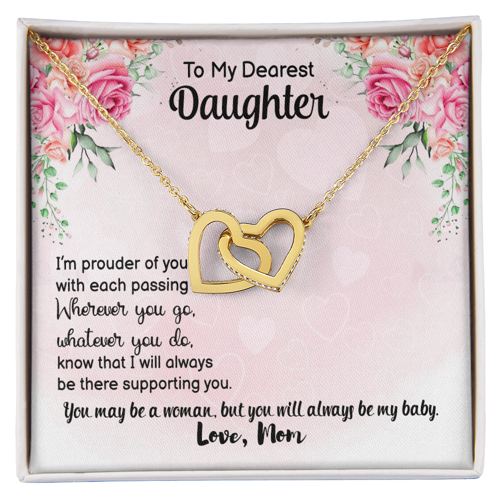 To My Daughter Gift from Dad - Interlocking Heart Necklace