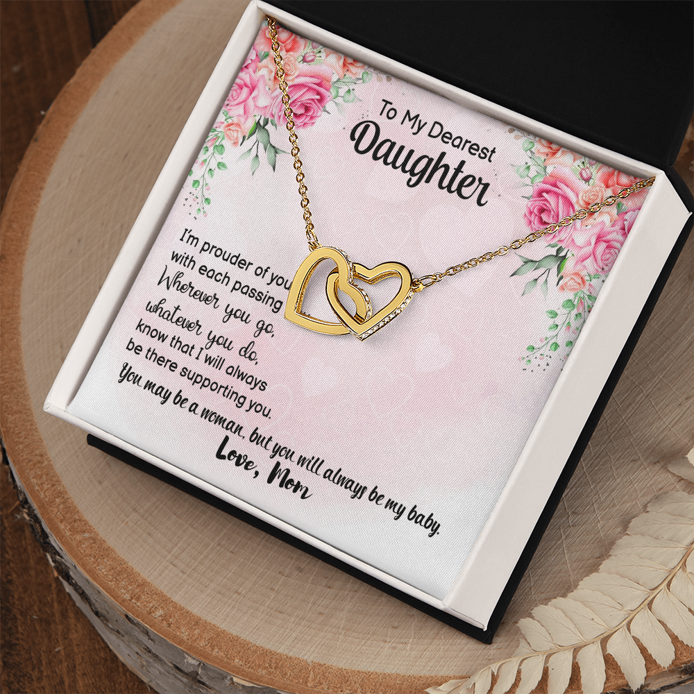 To My Daughter Gift from Dad - Interlocking Heart Necklace