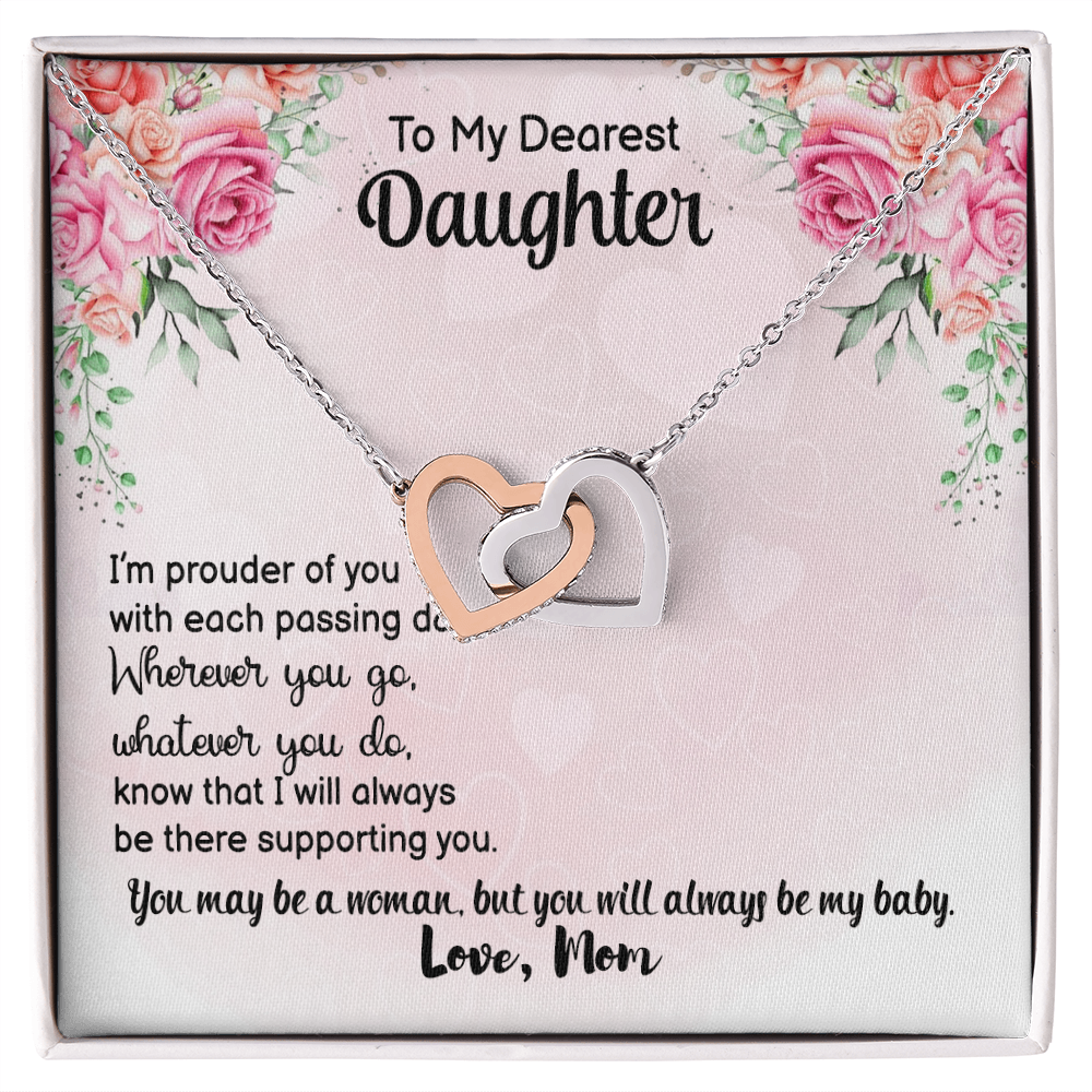 To My Daughter Gift from Dad - Interlocking Heart Necklace