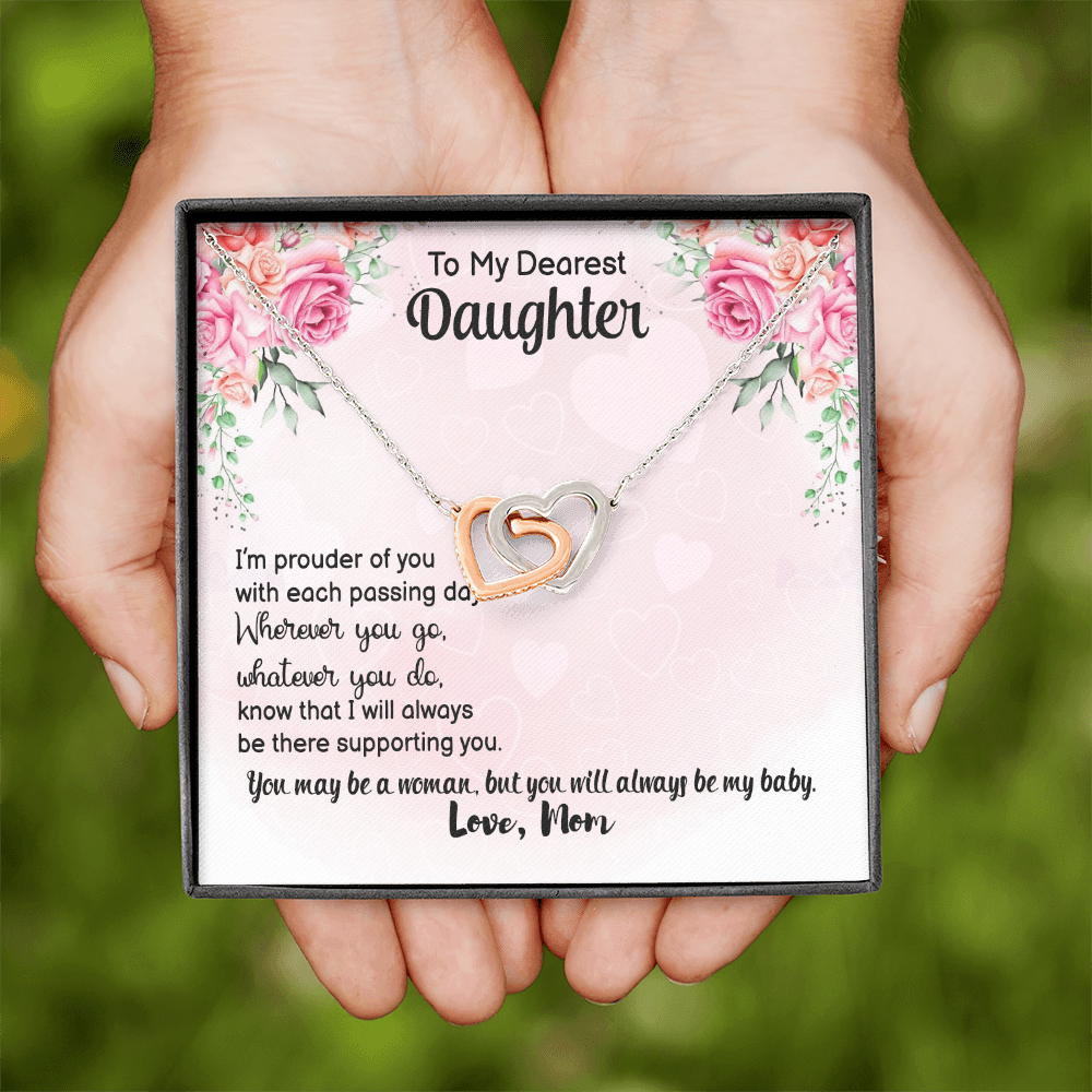 To My Daughter Gift from Dad - Interlocking Heart Necklace