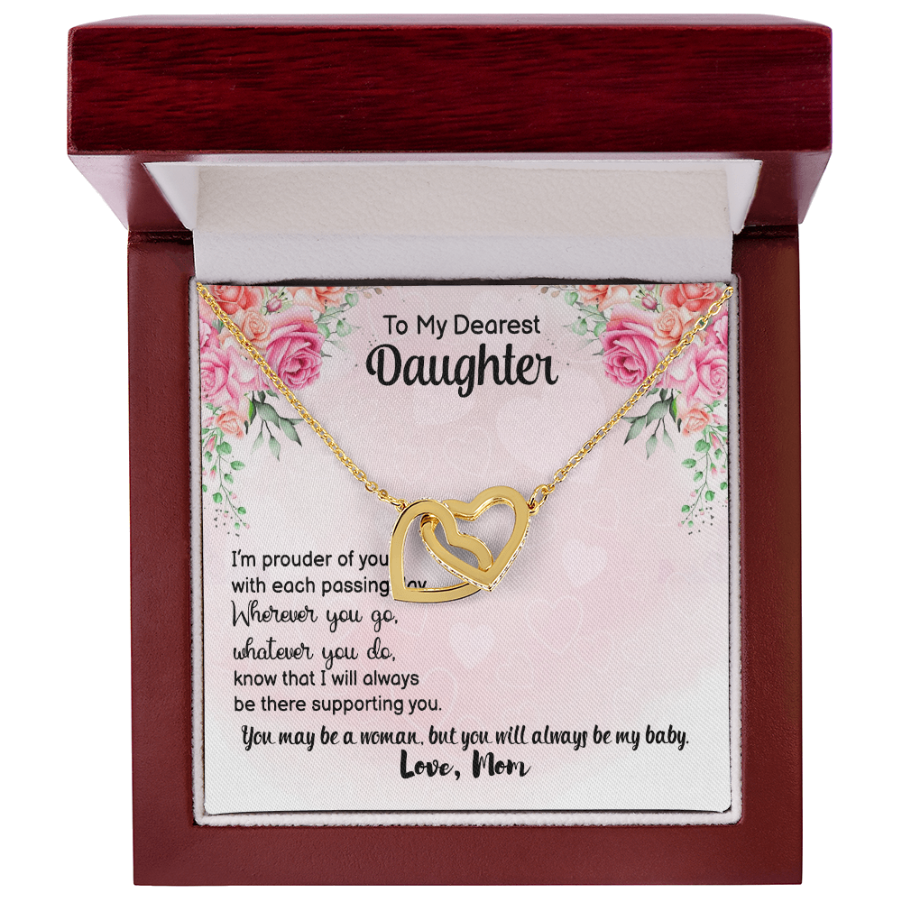 To My Daughter Gift from Dad - Interlocking Heart Necklace