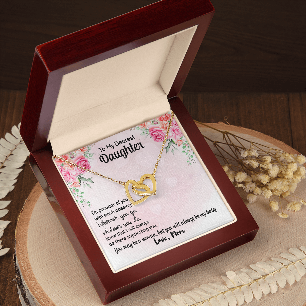 To My Daughter Gift from Dad - Interlocking Heart Necklace