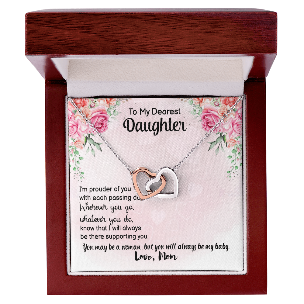 To My Daughter Gift from Dad - Interlocking Heart Necklace