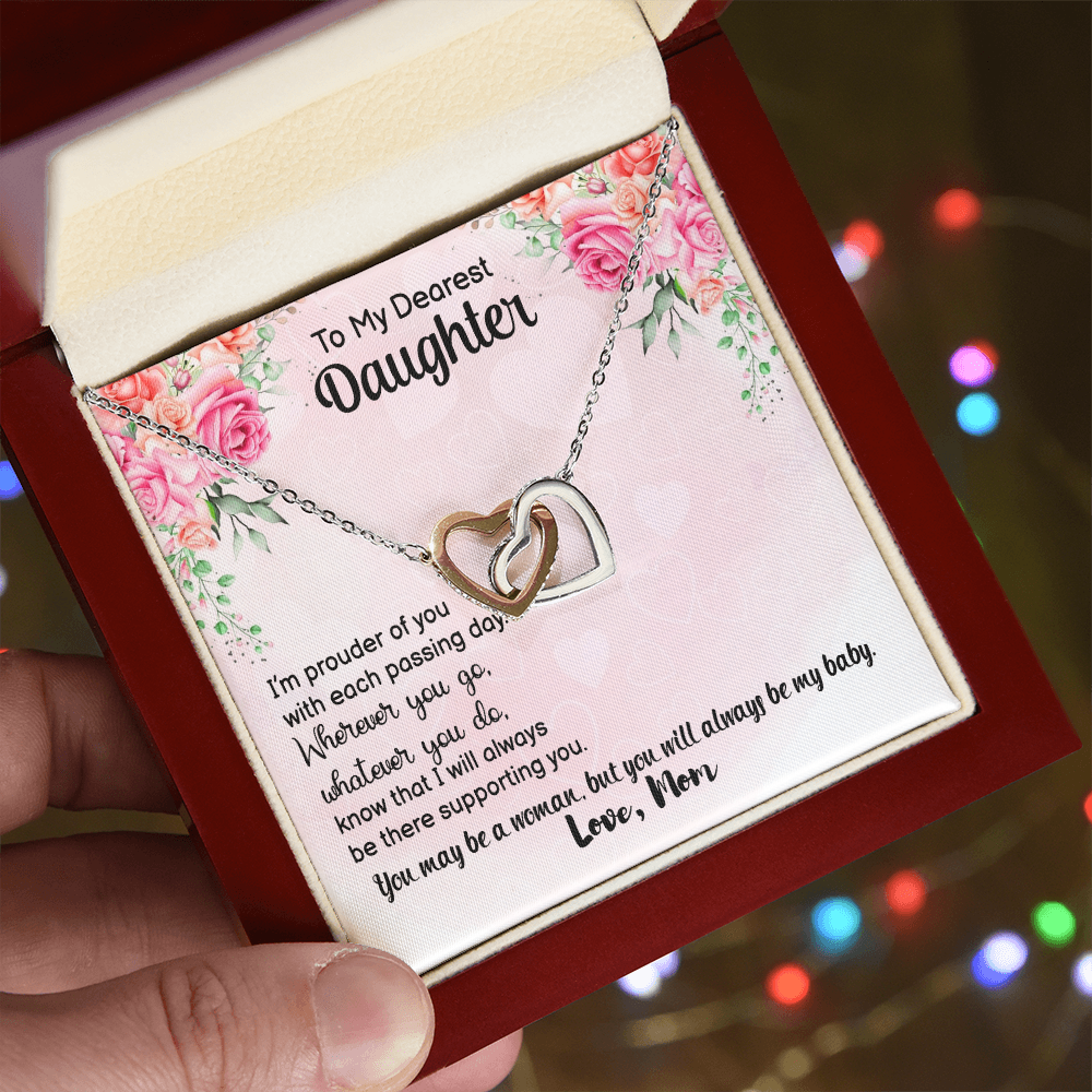 To My Daughter Gift from Dad - Interlocking Heart Necklace