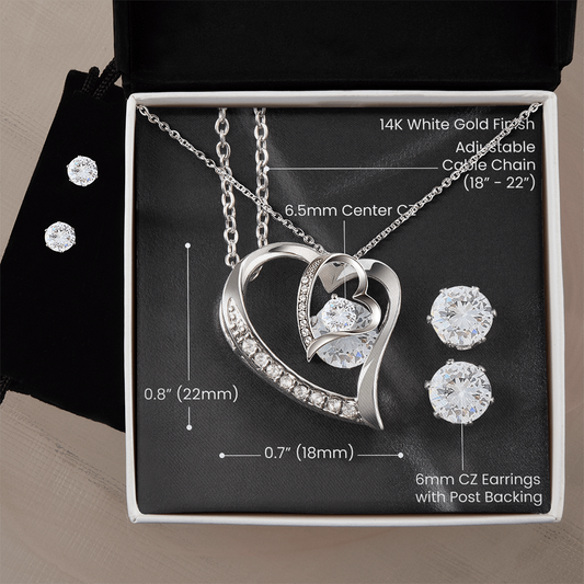 Ensemble collier et boucles d'oreilles Amour éternel 