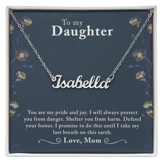 Custom Name Necklace With a Message Card - Gift For My Daughter - From Mom