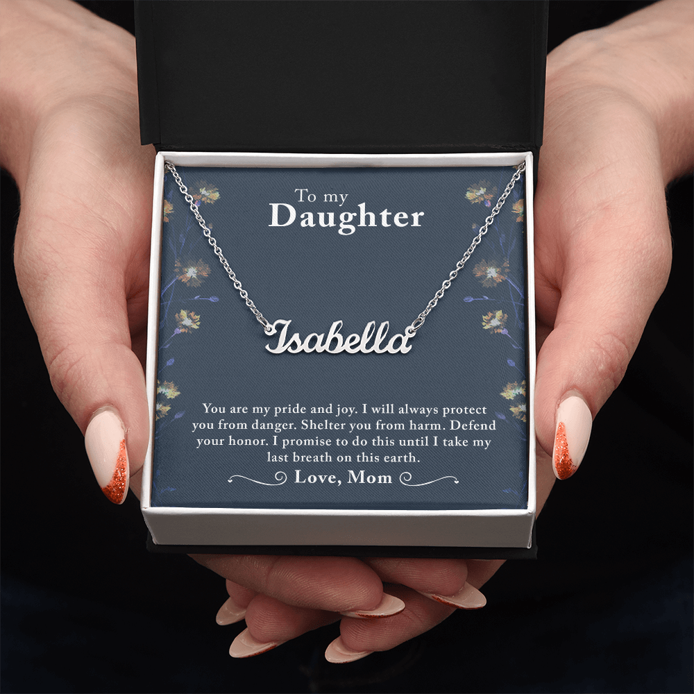 Custom Name Necklace With a Message Card - Gift For My Daughter - From Mom