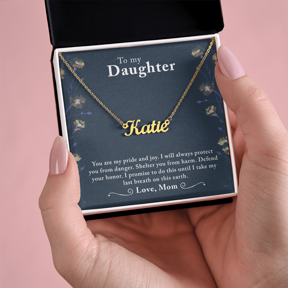 Custom Name Necklace With a Message Card - Gift For My Daughter - From Mom