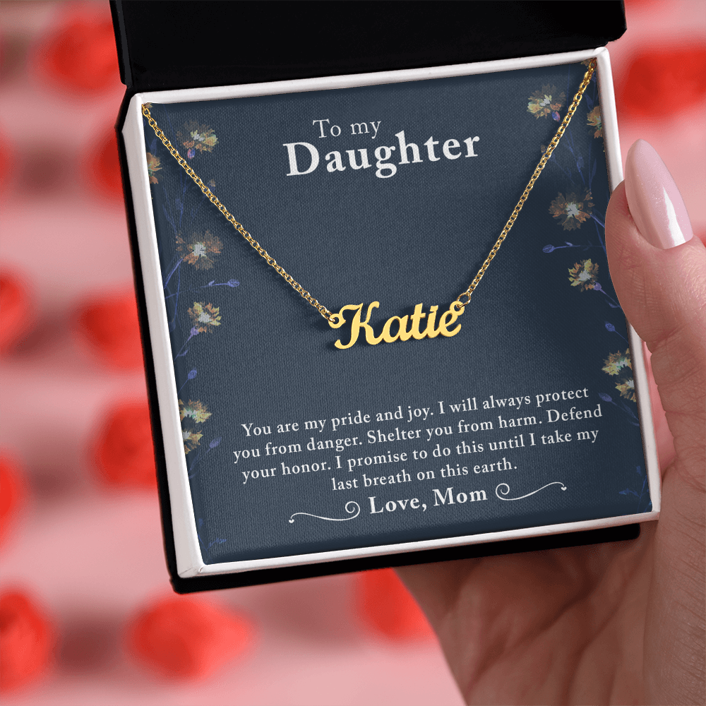 Custom Name Necklace With a Message Card - Gift For My Daughter - From Mom