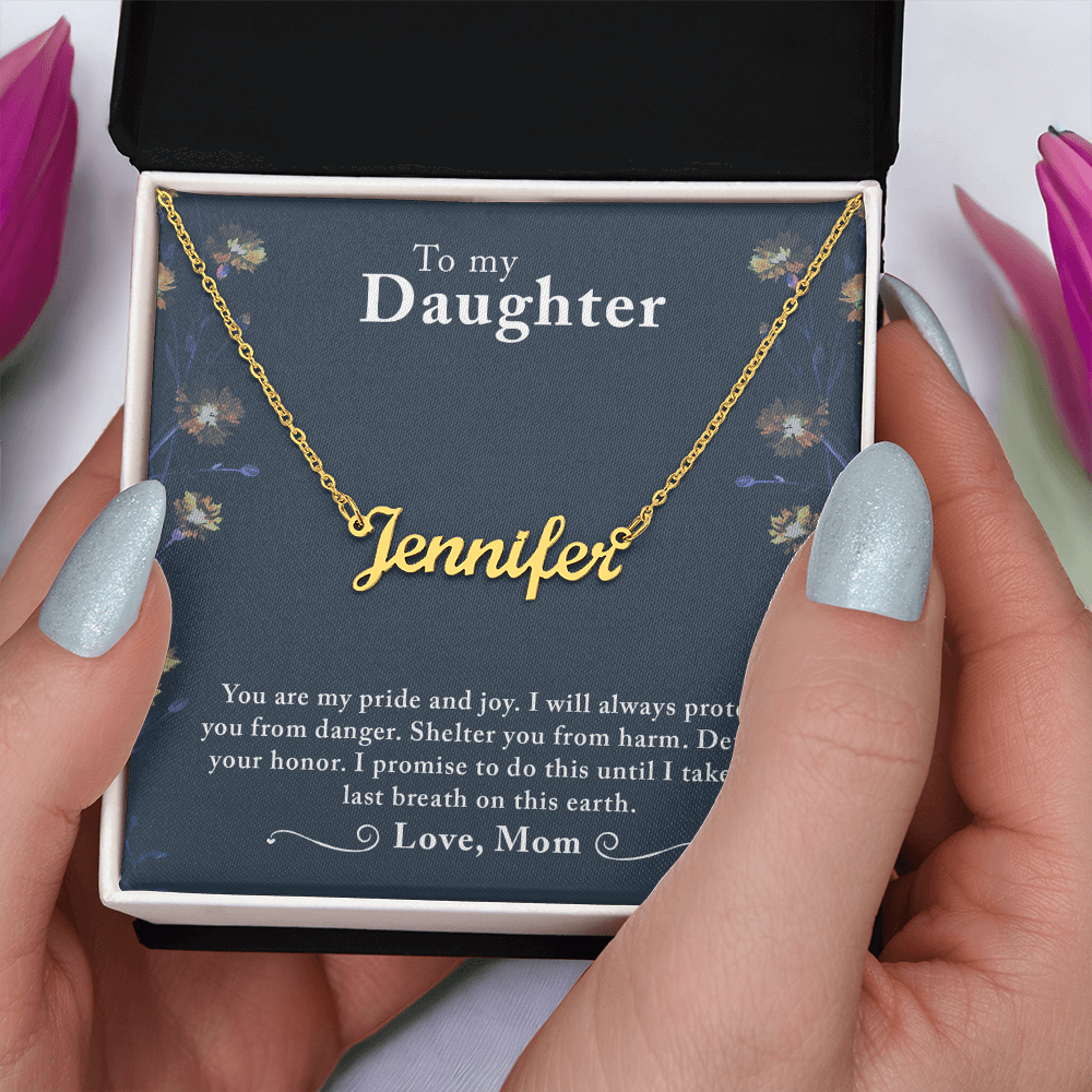 Custom Name Necklace With a Message Card - Gift For My Daughter - From Mom