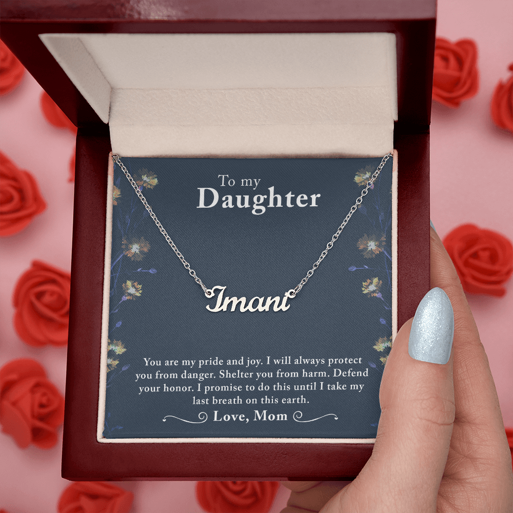 Custom Name Necklace With a Message Card - Gift For My Daughter - From Mom