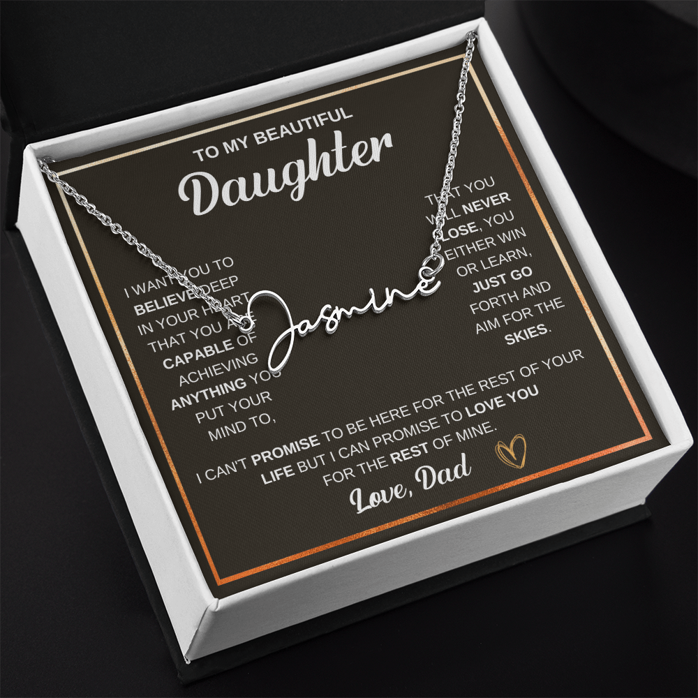 Collier « À ma fille » avec mon nom et ma signature - De papa