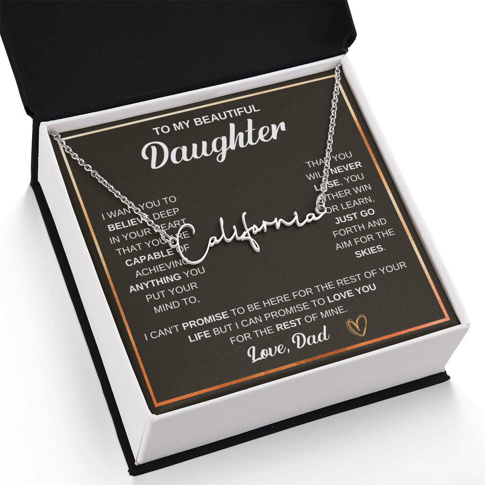 Collier « À ma fille » avec mon nom et ma signature - De papa