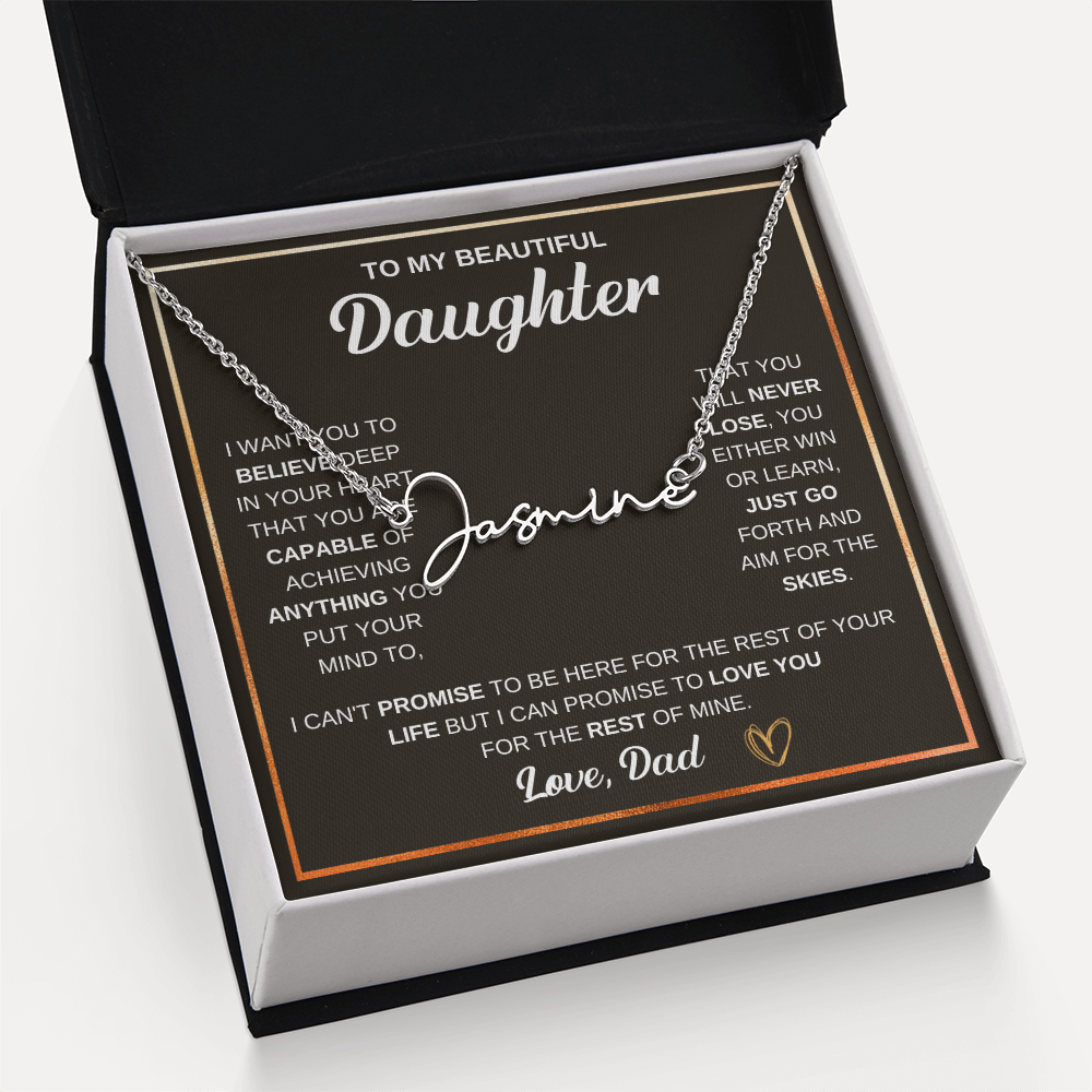 Collier « À ma fille » avec mon nom et ma signature - De papa