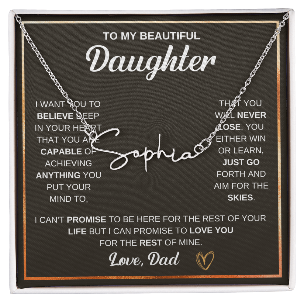 Collier « À ma fille » avec mon nom et ma signature - De papa