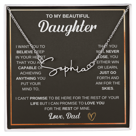 Collier « À ma fille » avec mon nom et ma signature - De papa