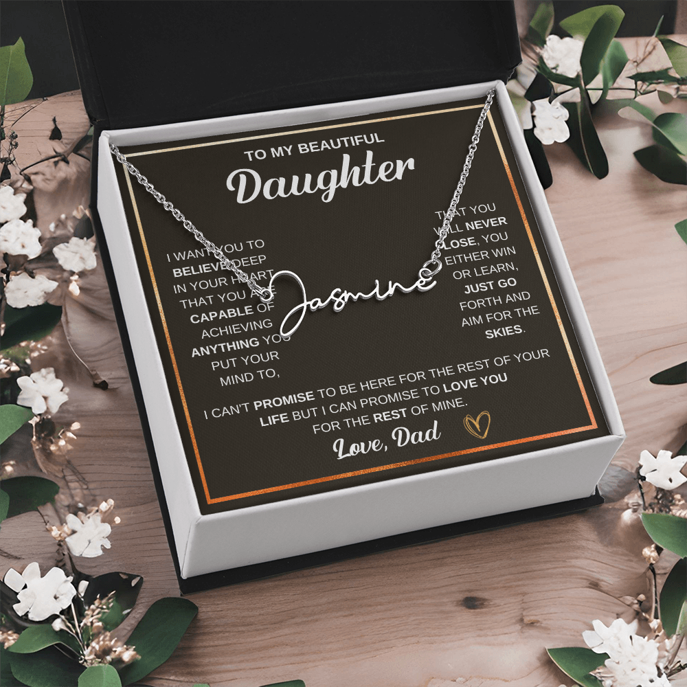 Collier « À ma fille » avec mon nom et ma signature - De papa