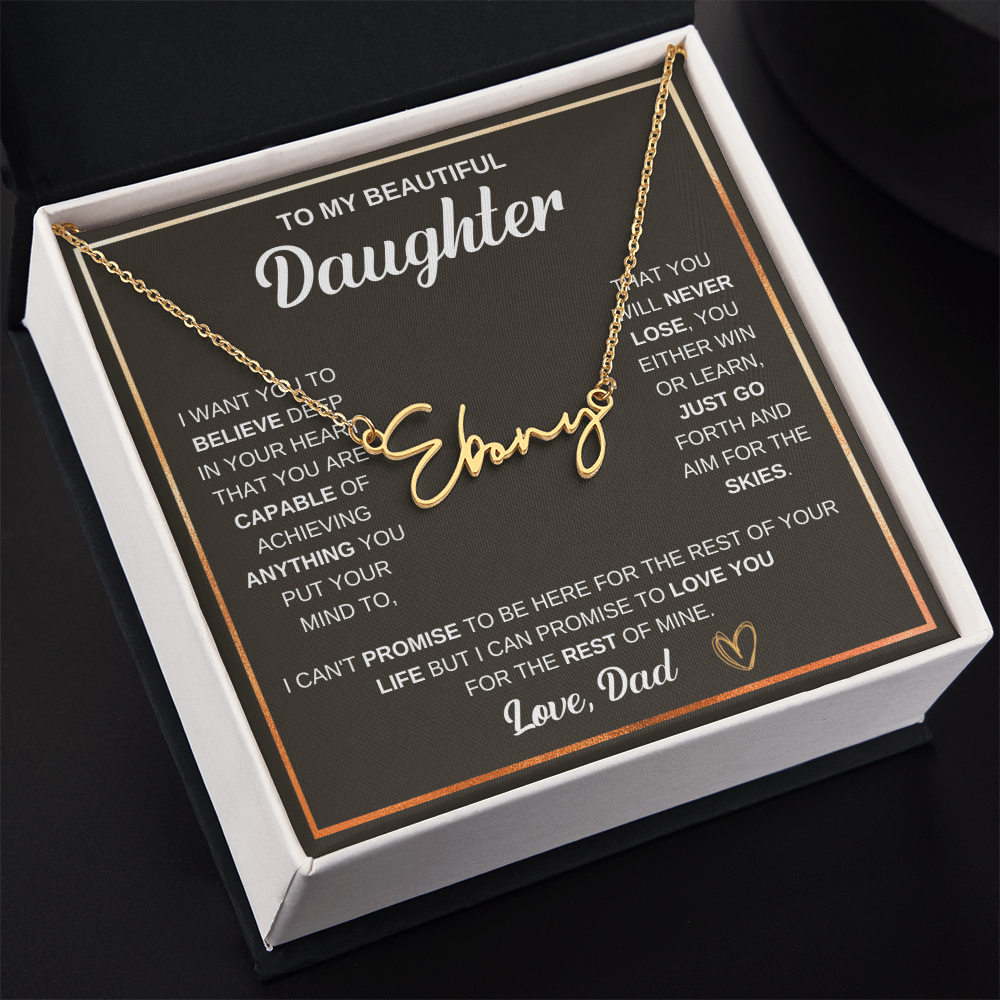 Collier « À ma fille » avec mon nom et ma signature - De papa