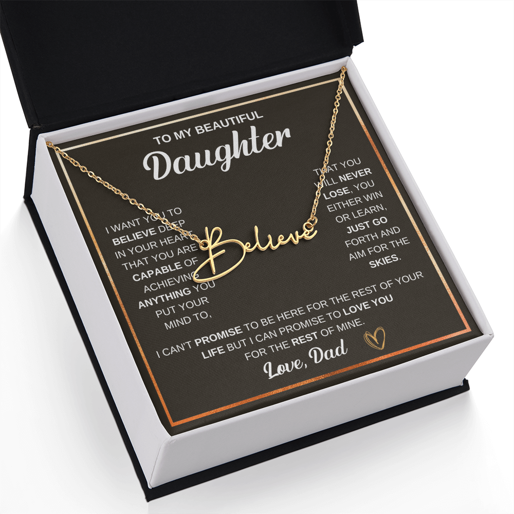 Collier « À ma fille » avec mon nom et ma signature - De papa