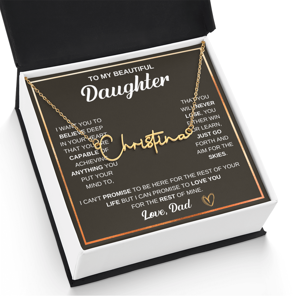 Collier « À ma fille » avec mon nom et ma signature - De papa