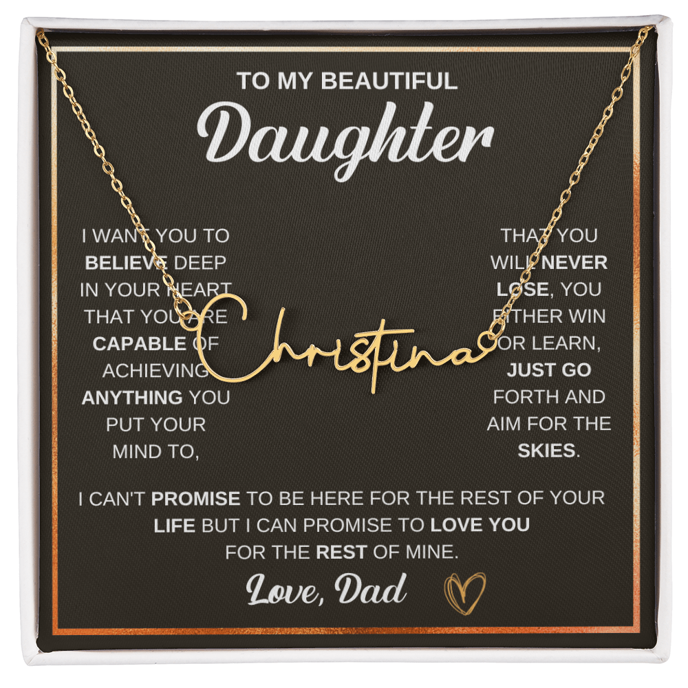 Collier « À ma fille » avec mon nom et ma signature - De papa