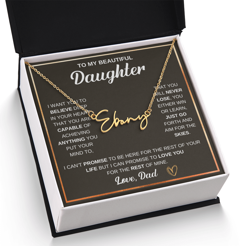 Collier « À ma fille » avec mon nom et ma signature - De papa