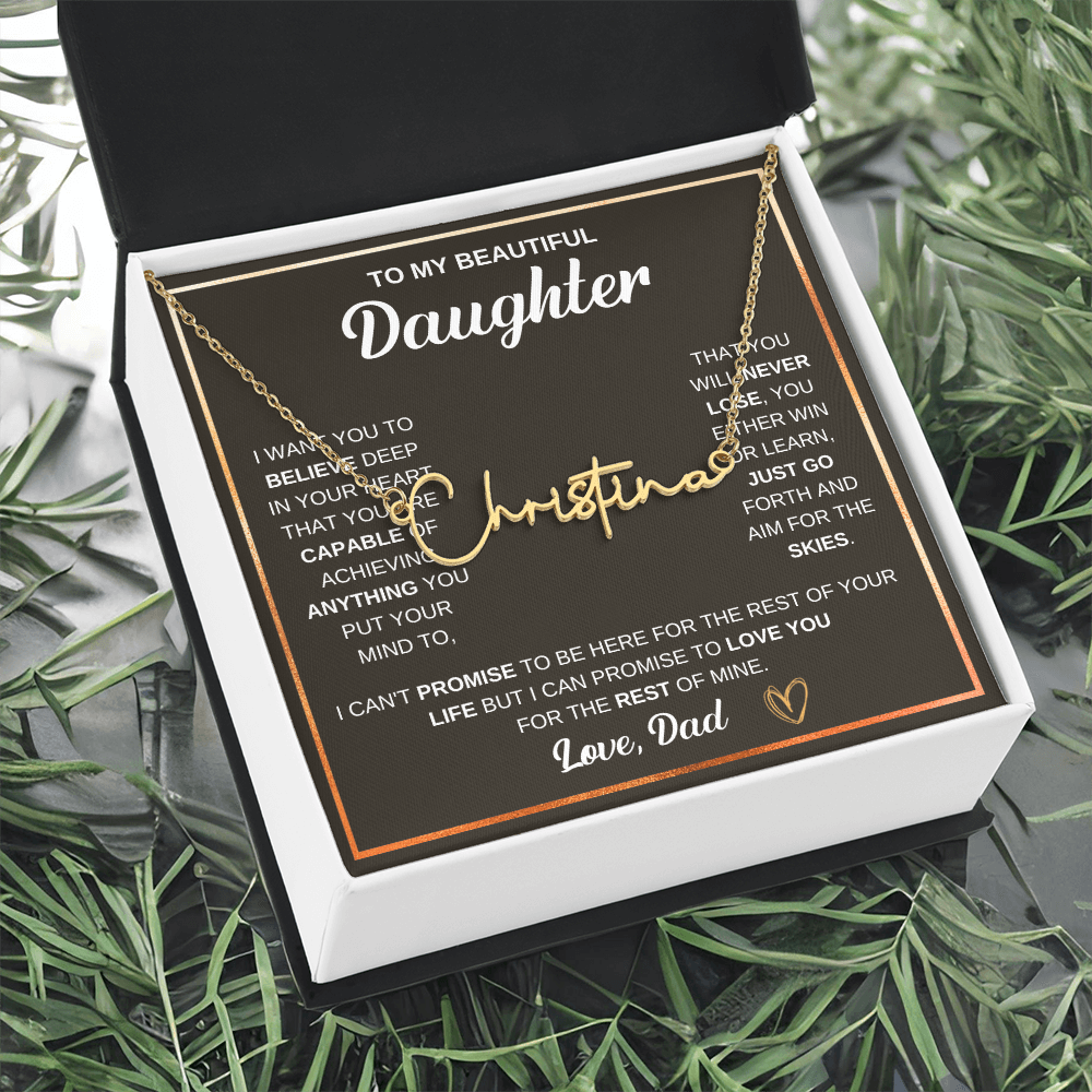 Collier « À ma fille » avec mon nom et ma signature - De papa