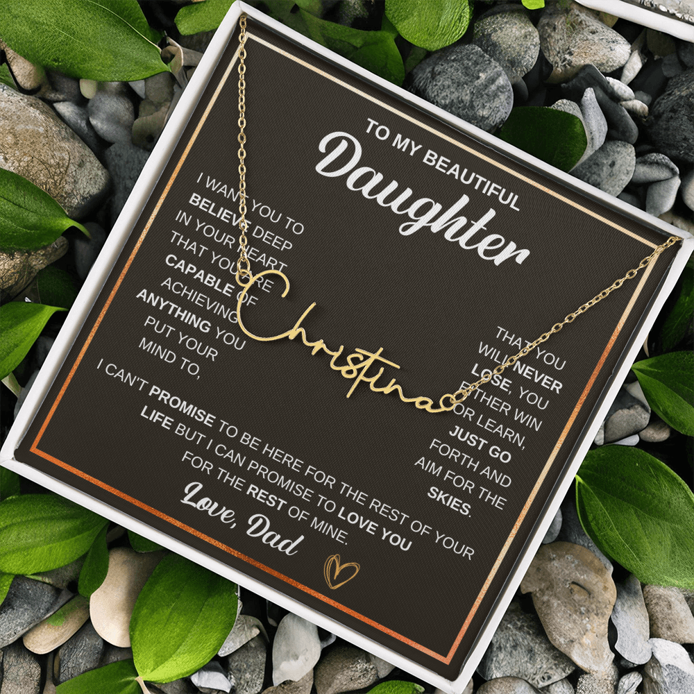 Collier « À ma fille » avec mon nom et ma signature - De papa
