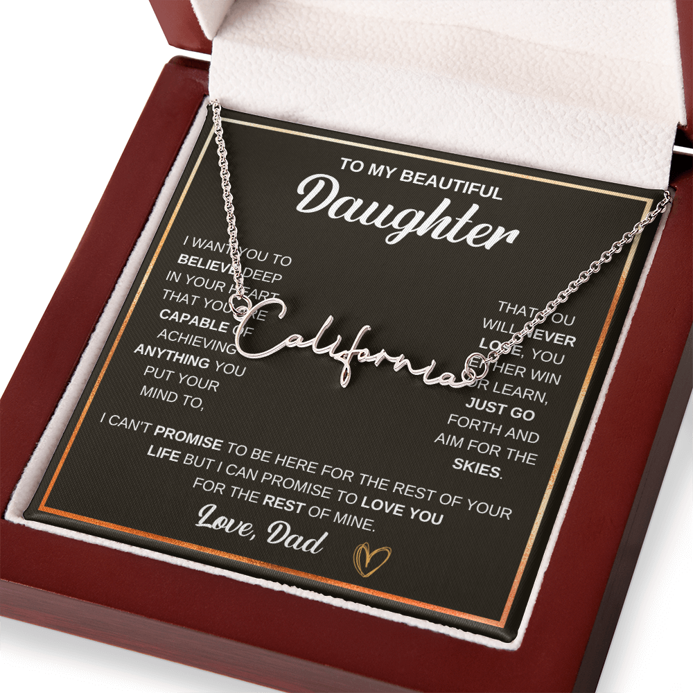 Collier « À ma fille » avec mon nom et ma signature - De papa
