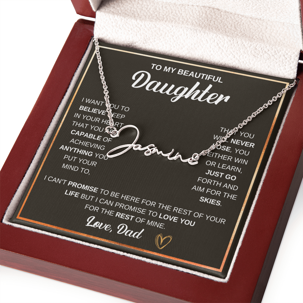 Collier « À ma fille » avec mon nom et ma signature - De papa