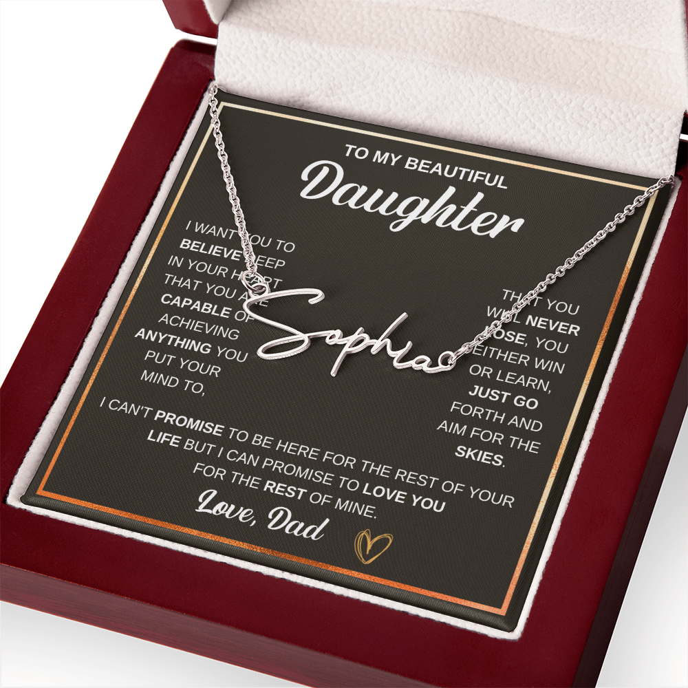 Collier « À ma fille » avec mon nom et ma signature - De papa