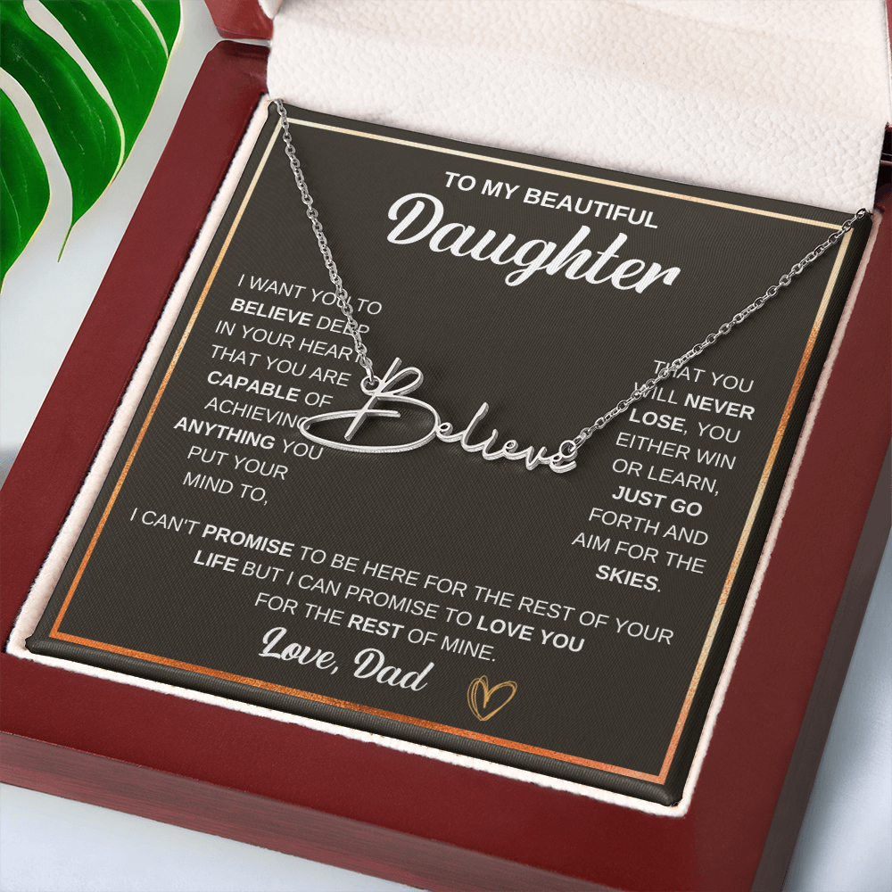 Collier « À ma fille » avec mon nom et ma signature - De papa