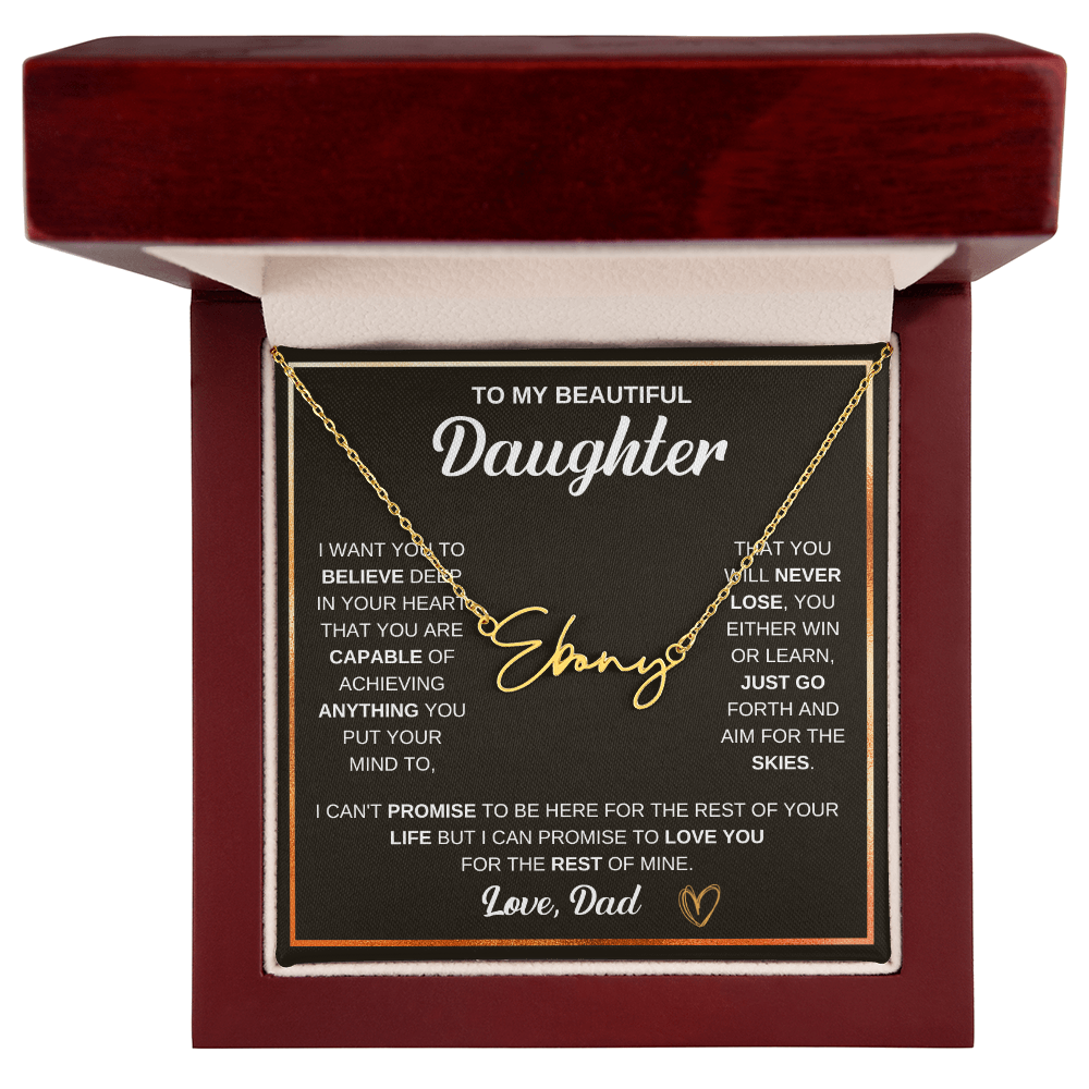 Collier « À ma fille » avec mon nom et ma signature - De papa