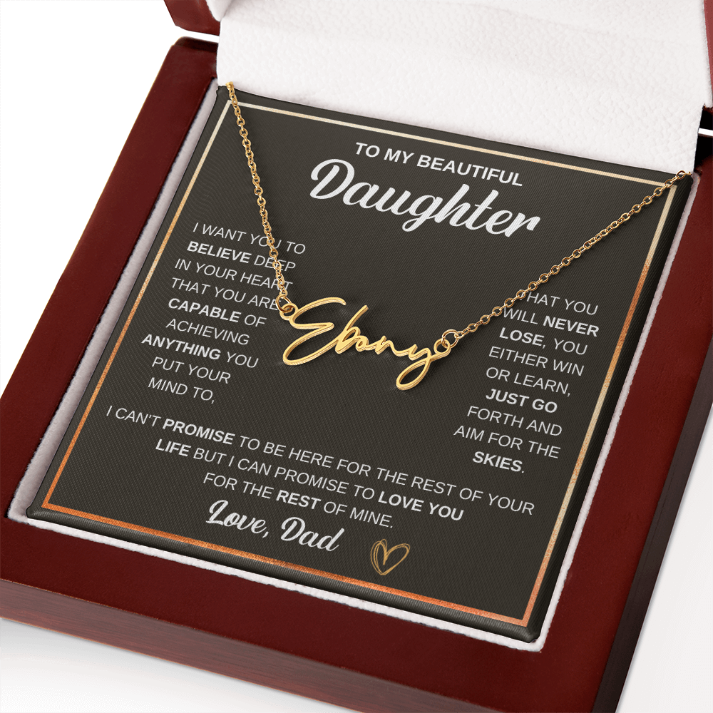 Collier « À ma fille » avec mon nom et ma signature - De papa