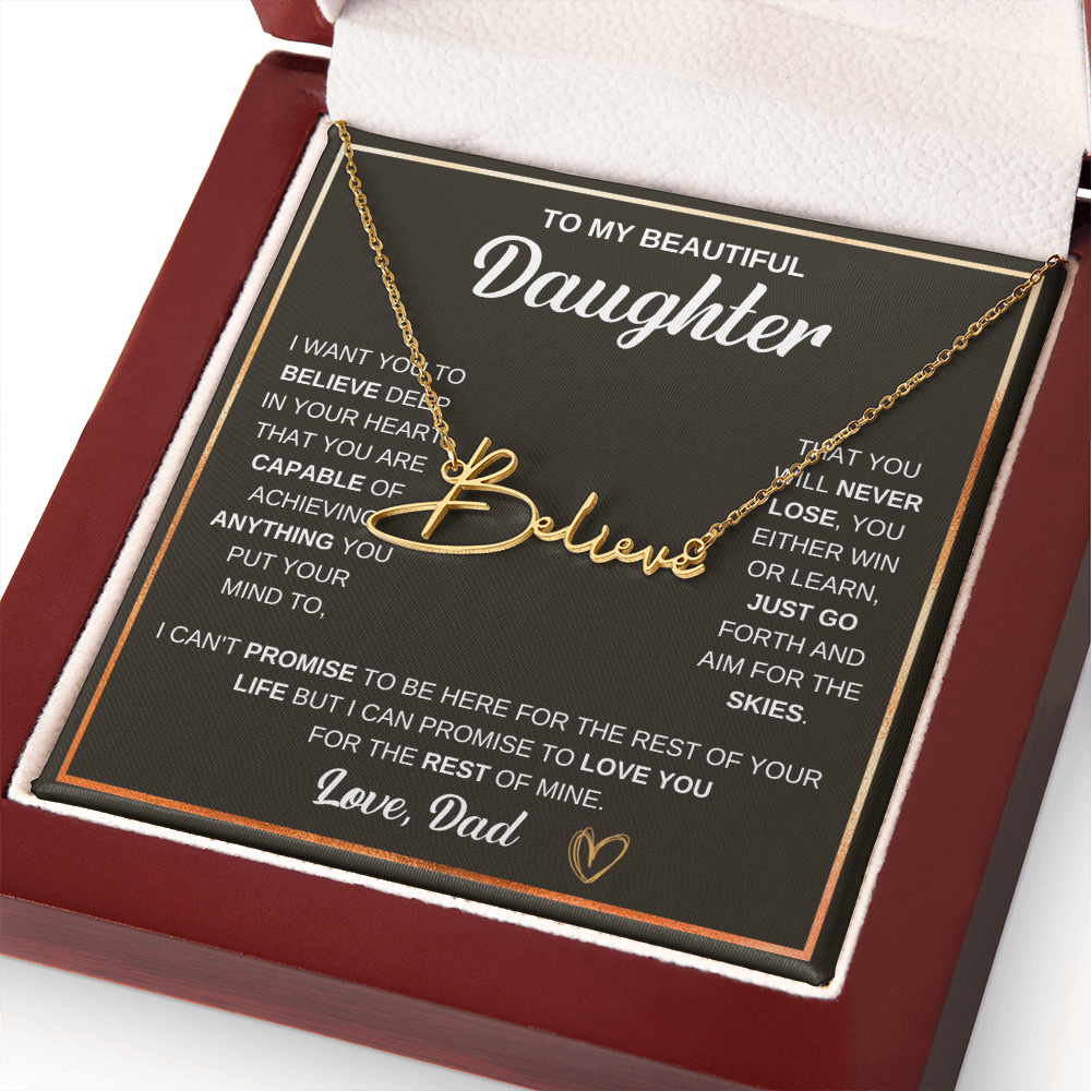 Collier « À ma fille » avec mon nom et ma signature - De papa