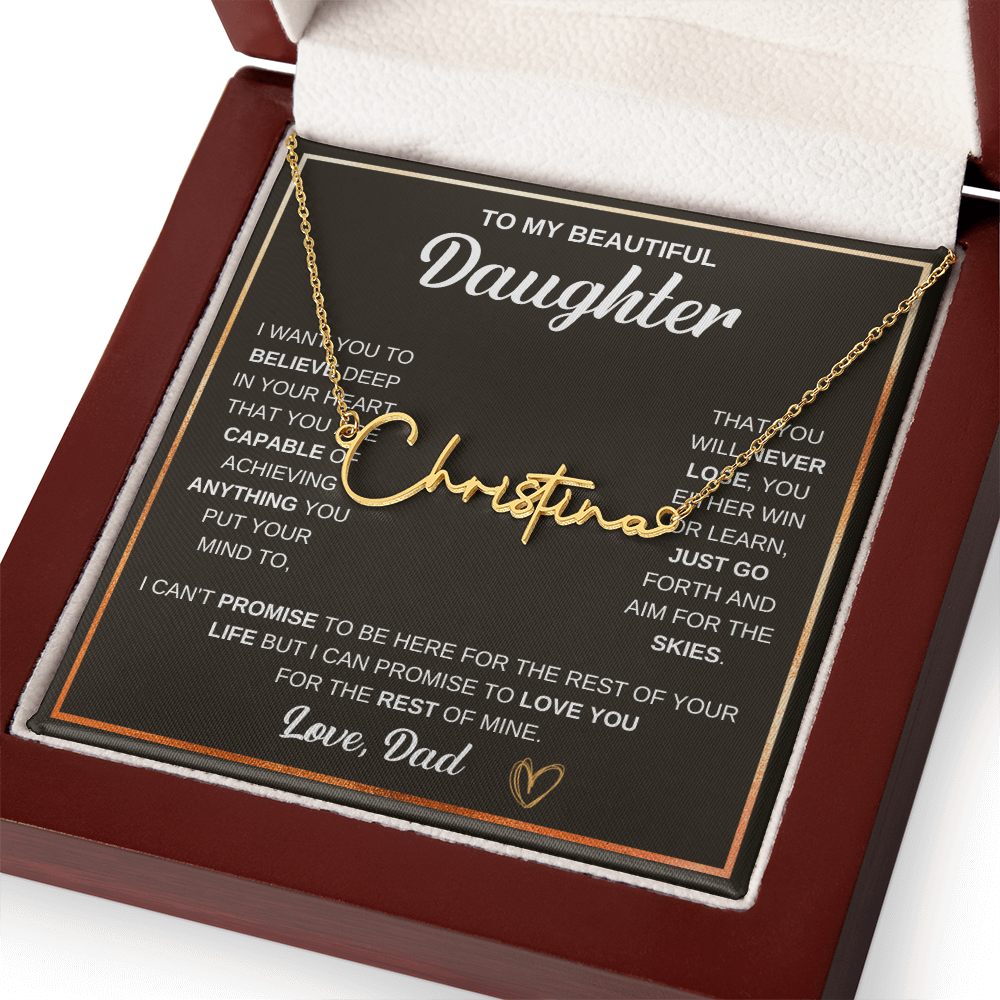 Collier « À ma fille » avec mon nom et ma signature - De papa